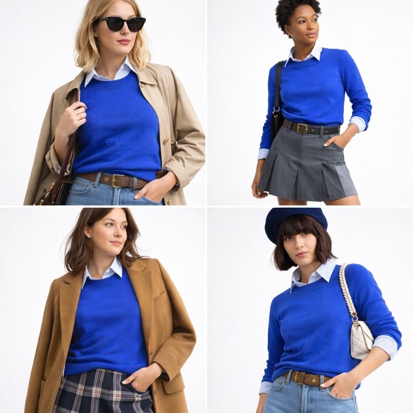 J. Crew Sweaters - J. Crew Cashmere Classic Fit Crewneck Sweater Womens Medium Cobalt Blue